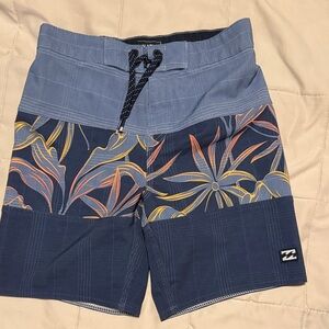 Billabong Kids Blue and Yellow Floral Swim Trunks